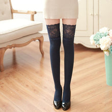 2016 New Fashion Thigh High Cotton Lace Splicing Over The Knee Long Cotton Solid Warmer Soft Thigh High Stockings 1128#