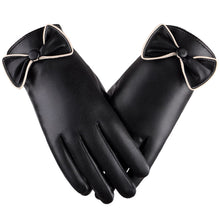 2016 New Fashion Winter Gloves For Womens Thermal Warm Artificial leather Bow Motorcycle Snow Snowboard Gloves Female