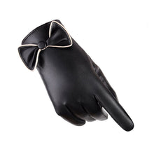2016 New Fashion Winter Gloves For Womens Thermal Warm Artificial leather Bow Motorcycle Snow Snowboard Gloves Female
