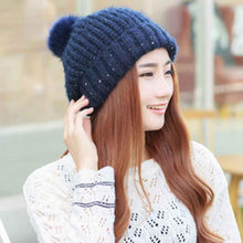 2016 New Fashion Winter Hats For Women Girls Knitted Keep Warm Solid Faux Fur Pompon Hats Female Skullies & Beanies