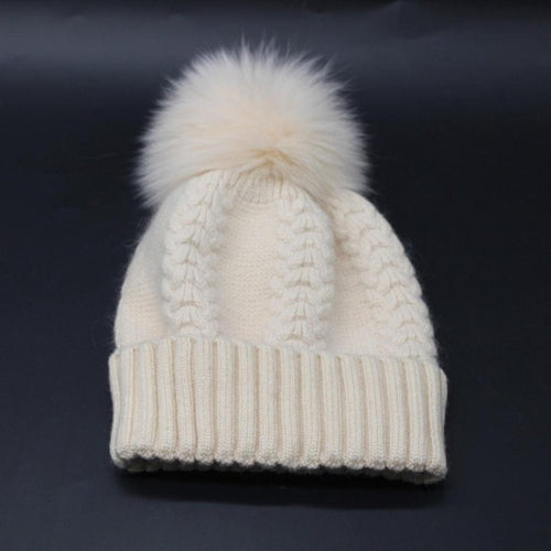 2016 New Fashion Woman's Winter Warm Hats Knitting Woolen Winter Pompon Hats With Fur Cap For Woman Skullies & Beanies Gorros
