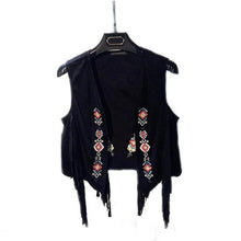 2016 New Fashion Women Boho Coat Chamois Embroidered Floral Tassel Sleeveless Open Stitch Short Outwear Coat Women