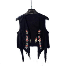 2016 New Fashion Women Boho Coat Chamois Embroidered Floral Tassel Sleeveless Open Stitch Short Outwear Coat Women