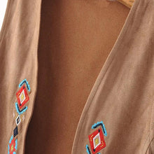 2016 New Fashion Women Boho Coat Chamois Embroidered Floral Tassel Sleeveless Open Stitch Short Outwear Coat Women