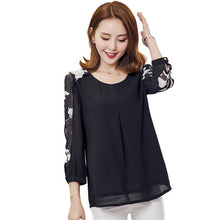 2016 New Fashion Women Button T shirts Print T-shirt Women 0-neck Top 3/4 Sleeve Chiffon M-4XL Korean Style Female tops 70861