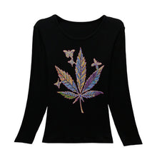 2016 New Fashion Women Full Sleeve Female Diamond tops Bling clothing XL-4XL T shirts Floral Print t-shirt Women Top 72107