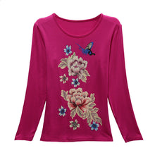 2016 New Fashion Women Full Sleeve Female Diamond tops Bling clothing XL-4XL T shirts Floral Print t-shirt Women Top 72107