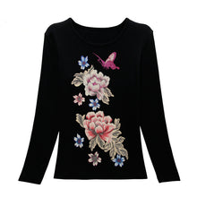 2016 New Fashion Women Full Sleeve Female Diamond tops Bling clothing XL-4XL T shirts Floral Print t-shirt Women Top 72107