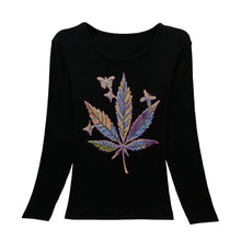 2016 New Fashion Women Full Sleeve Female Diamond tops Bling clothing XL-4XL T shirts Floral Print t-shirt Women Top 72107