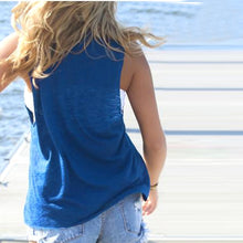 2016 New Fashion Women Girls T-Shirt Women Blue Loose O-Neck T-Shirt Casual Sleeveless Cotton Vest Tops #3546