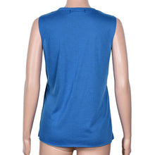 2016 New Fashion Women Girls T-Shirt Women Blue Loose O-Neck T-Shirt Casual Sleeveless Cotton Vest Tops #3546