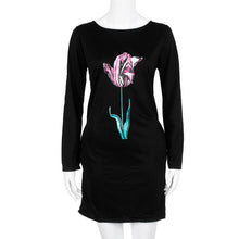 2016 New Fashion Women Large Size Flower Print Autumn Long Sleeve Womens Dresses Casual Loose Straight Dress Women Robe Femme