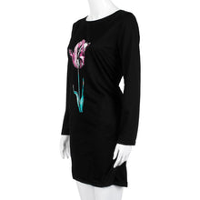 2016 New Fashion Women Large Size Flower Print Autumn Long Sleeve Womens Dresses Casual Loose Straight Dress Women Robe Femme