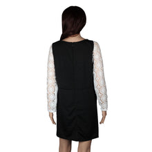 2016 New Fashion Women Spring Dress LongSleeve Lace Patchwork Dress Casual Loose Bodycon Party Black Dress