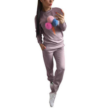 2016 New Fashion Women Sweatshirt Plush Ball Spring Autumn Long Sleeve Women Two Piece Set Long Pants + 1 PCS Tops Outfit Women
