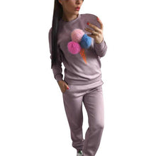 2016 New Fashion Women Sweatshirt Plush Ball Spring Autumn Long Sleeve Women Two Piece Set Long Pants + 1 PCS Tops Outfit Women