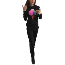 2016 New Fashion Women Sweatshirt Plush Ball Spring Autumn Long Sleeve Women Two Piece Set Long Pants + 1 PCS Tops Outfit Women