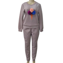 2016 New Fashion Women Sweatshirt Plush Ball Spring Autumn Long Sleeve Women Two Piece Set Long Pants + 1 PCS Tops Outfit Women