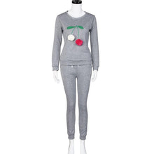 2016 New Fashion Women Sweatshirt Two Piece Set Litchi Pompom Ball Autumn Winter Long Sleeve Tops +Pants Outfit Set Women #02103