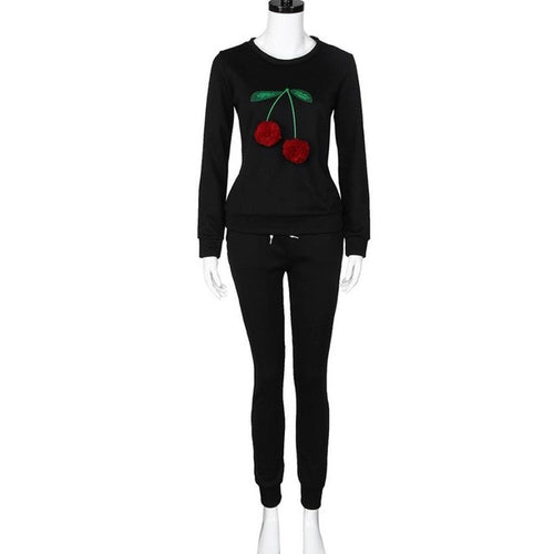 2016 New Fashion Women Sweatshirt Two Piece Set Litchi Pompom Ball Autumn Winter Long Sleeve Tops +Pants Outfit Set Women #02103