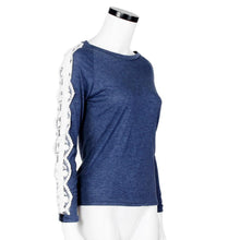 2016 New Fashion Women T Shirts Lace Top Patchwork Long Sleeve Ladies Casual Loose T-Shirt Female