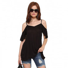 2016 New Fashion Women T shirts Black V-neck Butterfly Sleeve Women Top Off shoulder Short Sleeve Female Off Shoulder tops 70614