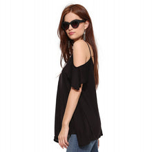 2016 New Fashion Women T shirts Black V-neck Butterfly Sleeve Women Top Off shoulder Short Sleeve Female Off Shoulder tops 70614