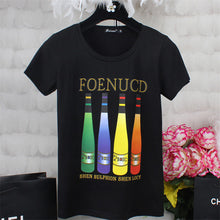 2016 New Fashion Women T shirts Casual T-shirt Women O-neck Top Short Sleeve Colorful Bottle print Female tops 72428