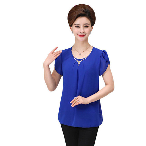 2016 New Fashion Women T shirts Chiffon T-shirt Women O-neck Top Short Sleeve XL-4XL Female Plus Size tops 70915