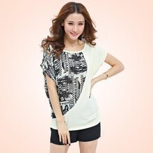 2016 New Fashion Women T shirts Floral Print T-shirt Women O-neck Top Short Batwing Sleeve Patchwork Female tops 71114