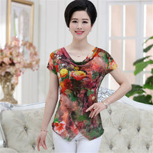 2016 New Fashion Women T shirts Print T-shirt Women O-neckTop Short Sleeve XL-4XL Bow Female Plus Size tops 70912