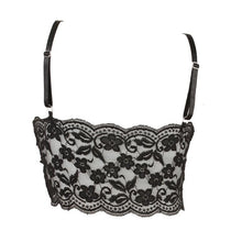 2016 New Fashion Women Translucent Sheer Lace Crop Top Condole belt Strap Lingerie Bustier Bra Tops For Women Girls