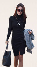 2016 New Fashion Women Warm Winter Dress Elegant Ladies' Turtleneck Long Sleeves Dress Casual Work Cotton Autumn Sweater Dress