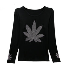 2016 New Fashion Women XL-4XL T shirts clothing Floral Print t-shirt Women Top Full Sleeve Female Bling tops 72104