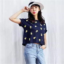 2016 New Fashion Women clothing Short T shirts Pineapple Print t-shirt Women Top Short Sleeve Female Fruit tops 71678