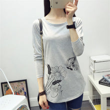 2016 New Fashion Women clothing T shirts Butterfly Print t-shirt Women Top Full Sleeve Female tops 70620