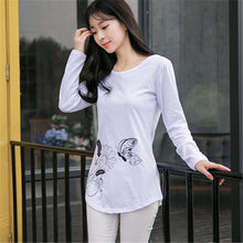 2016 New Fashion Women clothing T shirts Butterfly Print t-shirt Women Top Full Sleeve Female tops 70620