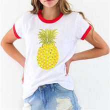 2016 New Fashion Women clothing T shirts Pineapple Print t-shirt Women Top Short Sleeve Female Fruit tops 71621