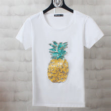 2016 New Fashion Women clothing T shirts Pineapple Print t-shirt Women Top Short Sleeve Female Fruit Bling tops 71679