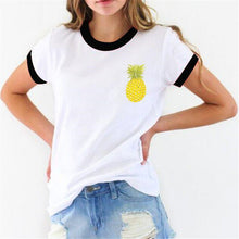 2016 New Fashion Women clothing T shirts Pineapple Print t-shirt Women Top Short Sleeve Female Fruit tops 71621