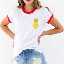 2016 New Fashion Women clothing T shirts Pineapple Print t-shirt Women Top Short Sleeve Female Fruit tops 71621
