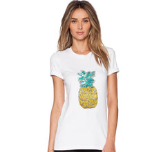 2016 New Fashion Women clothing T shirts Pineapple Print t-shirt Women Top Short Sleeve Female Fruit Bling tops 71679