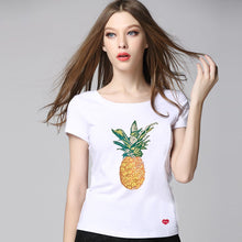 2016 New Fashion Women clothing T shirts Pineapple Print t-shirt Women Top Short Sleeve Female Fruit tops 71677