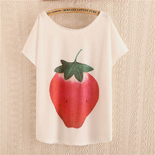 2016 New Fashion Women clothing T shirts Strawberry Print t-shirt Women Top Short Sleeve Female Fruit tops 71685