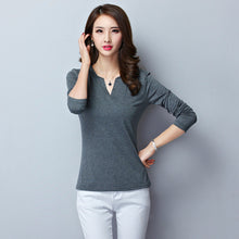 2016 New Fashion Women clothing T shirts V-neck t-shirt Women Top Full Sleeve M-5XL Tee 71708