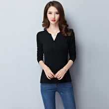 2016 New Fashion Women clothing T shirts V-neck t-shirt Women Top Full Sleeve M-5XL Tee 71708