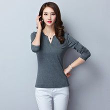 2016 New Fashion Women clothing T shirts V-neck t-shirt Women Top Full Sleeve M-5XL Tee 71708