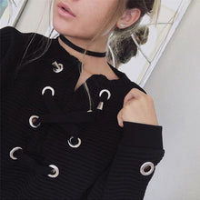 2016 New Fashion Womens Autumn Long Sleeved Lacing Up Bandage Women Pullovers Tops Black Women Girls Clothing camisas femininas