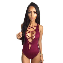2016 New Fashion Womens Sexy V Neck Bodysuit Hollow Out Bandage Ladies Party Rompers Overalls macaco feminino curto #1212
