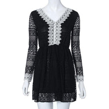 2016 New Fashion autumn Korean Style Women Sexy Lace Dress Solid Long Sleeve Ladies Dresses Black Color Women Patry dresses